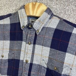 Vintage County Seat Shirt Mens XL Blue Plaid Long Sleeve Flannel Hong Kong